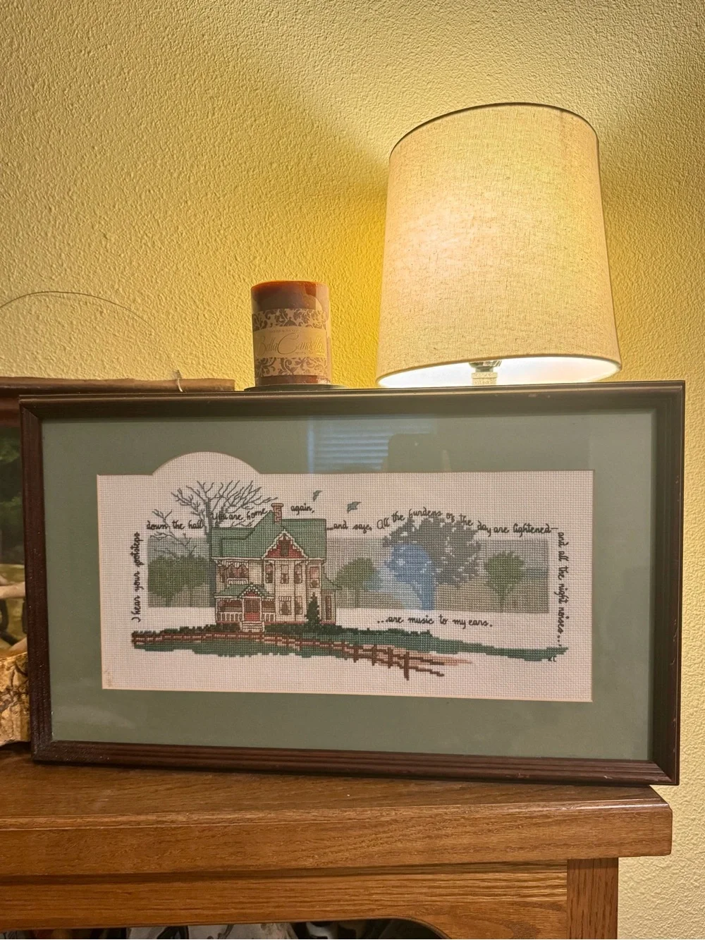 Framed Cross-Stitch Victorian House